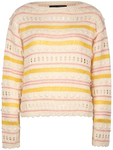Knitting Pattern Ecopuno Striped Bobble Sweater