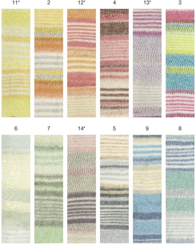 Lana Grossa Aruba 014 Raw White / Rose / Grey / Dark Grey / Subtle Green-3