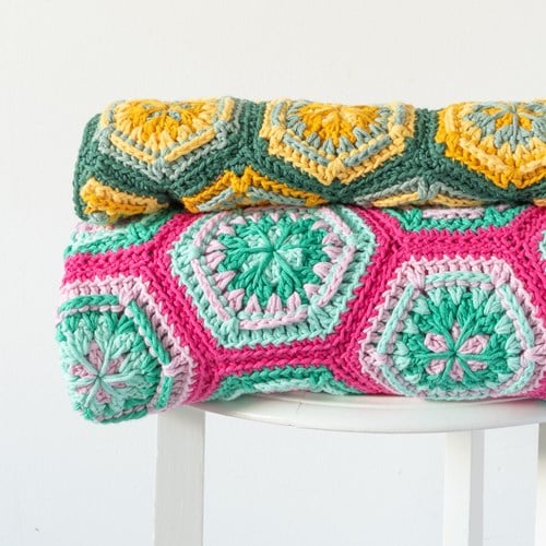 Yarn and Colors Flower Hexagon Baby Blanket Crochet Kit 034 Deep Cerise-3