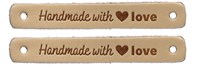 Durable Leather Label Handmade with Love (2 pieces) 001 Light Brown-2
