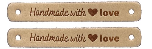 Durable Leather Label Handmade with Love (2 pieces) 001 Light Brown-2