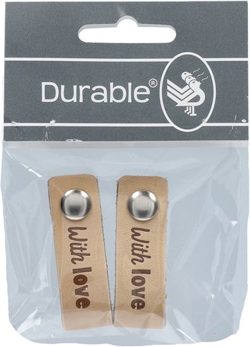 Durable Leather Label with Love (2 pieces) 001 Light Brown