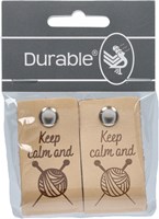 Durable Leather Label Keep Calm and Knit (2 pieces) 001 Light Brown