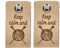 Durable Leather Label Keep Calm and Knit (2 pieces) 001 Light Brown-2