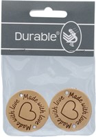 Durable Leather Label Made with Love Round (2 pieces) 001 Light Brown