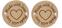 Durable Leather Label Made with Love Round (2 pieces) 001 Light Brown-2