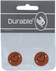 Durable Leather Label Heart Round (2 pieces)