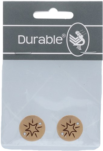 Durable Leather Label Star Round (2 pieces) 001 Light Brown