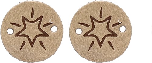 Durable Leather Label Star Round (2 pieces) 001 Light Brown-2