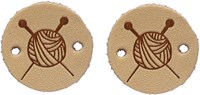 Durable Leather Label Knitting Round (2 pieces) 001 Light Brown-2