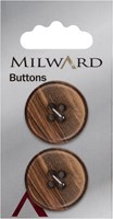 Milward Wooden Button Dark Brown 25mm (2 pieces)
