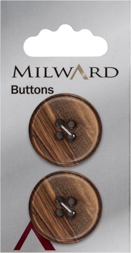 Milward Wooden Button Dark Brown 25mm (2 pieces)