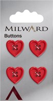 Milward Button Heart Red 15mm (4 pieces)