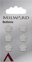 Milward Flower Button Transparent Glitter 11mm (6 pieces)