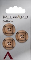 Milward Wooden Button Round with Square 18 mm (3 pieces)