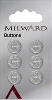 Milward Glitter Button White 12mm (6 pieces)