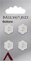 Milward Button White Flower 15mm (4 pieces)