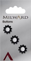 Milward Button Flower Black with White 14mm (3 pieces)