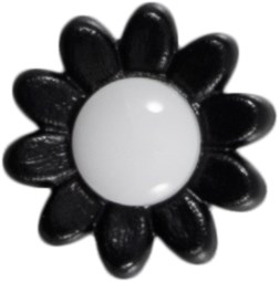 Milward Button Flower Black with White 14mm (3 pieces)-2