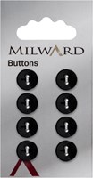 Milward Round Shiny Button Black 11mm (8 pieces)