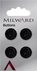 Milward Black Round Button Patterned and Black Diamantes
