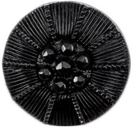 Milward Black Round Button Patterned and Black Diamantes 15mm (4 pieces)-2