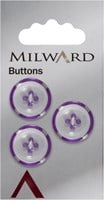 Milward White Translucent Button with Purple Rim 17mm (3 pieces)