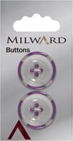 Milward White Translucent Button with Purple Rim 22mm (2 pieces)
