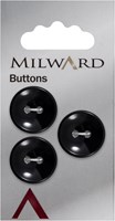 Milward Round Shiny Black Button 20mm (3 pieces)