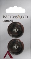 Milward Round Button (0.5cm thick) Dark Brown 25mm (2 pieces)