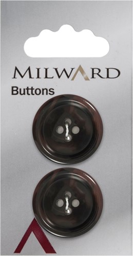 Milward Round Button (0.5cm thick) Dark Brown 25mm (2 pieces)