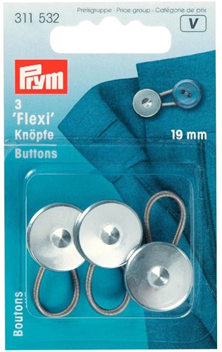 Prym Flexi Buttons with Loop Silver 19 mm
