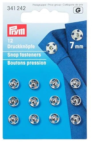 Prym Sew-On Snap Fasteners Silver 7 mm