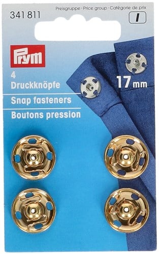 Prym Sew-On Snap Fasteners Gold-Colored 17 mm