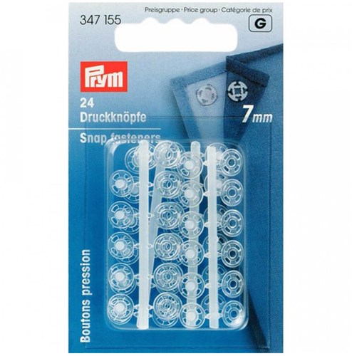 Prym Sew-On Snap Fasteners Round Transparent 7 mm