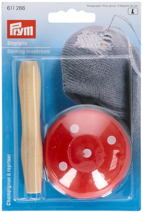 Prym Darning Mushroom Wood Red with White Dots 