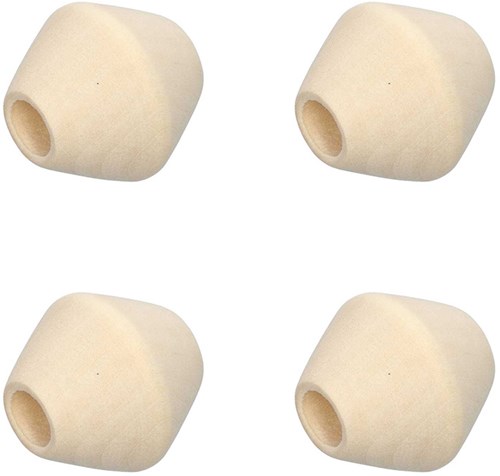 Rico Macramé Wooden Beads 30x30mm Natural - 4 pieces