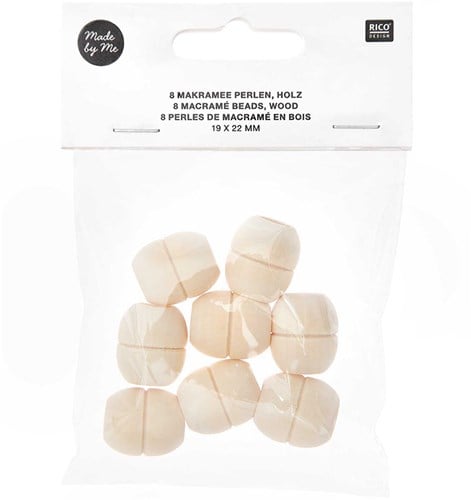Rico Macramé Wooden Beads 19x22mm Natural - 8 pieces-2