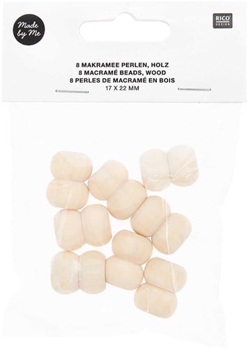 Rico Macramé Wooden Beads 17x22mm Natural - 8 pieces-2