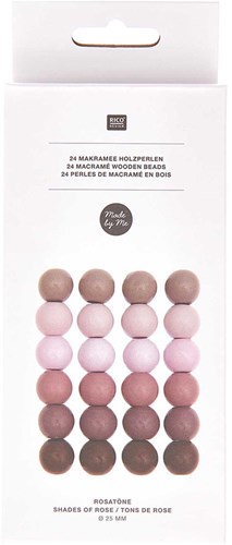Rico Macramé Wooden Beads 25mm Shades of Rose - 24 pieces-2