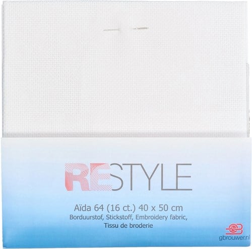 Restyle Embroidery Fabric Aida 64 (16 ct.) 009 White-2
