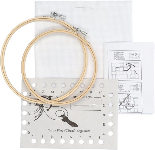 Restyle Set Borduurstof Aïda 54 (14 ct.) incl. Borduurringen 009 White