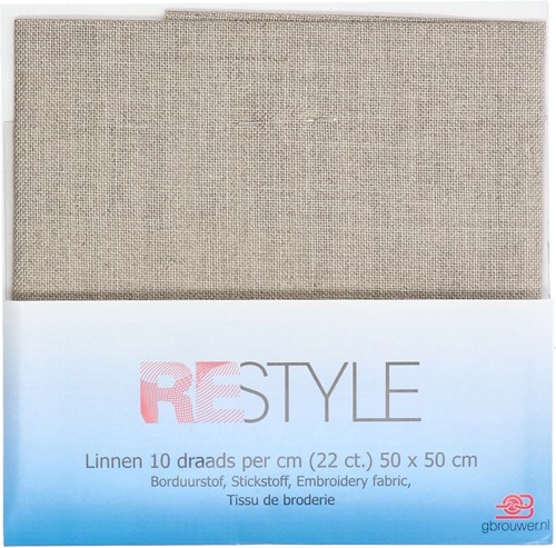 Restyle Embroidery Fabric Linen 10 threads per cm (22 ct.) 886 Beige-2