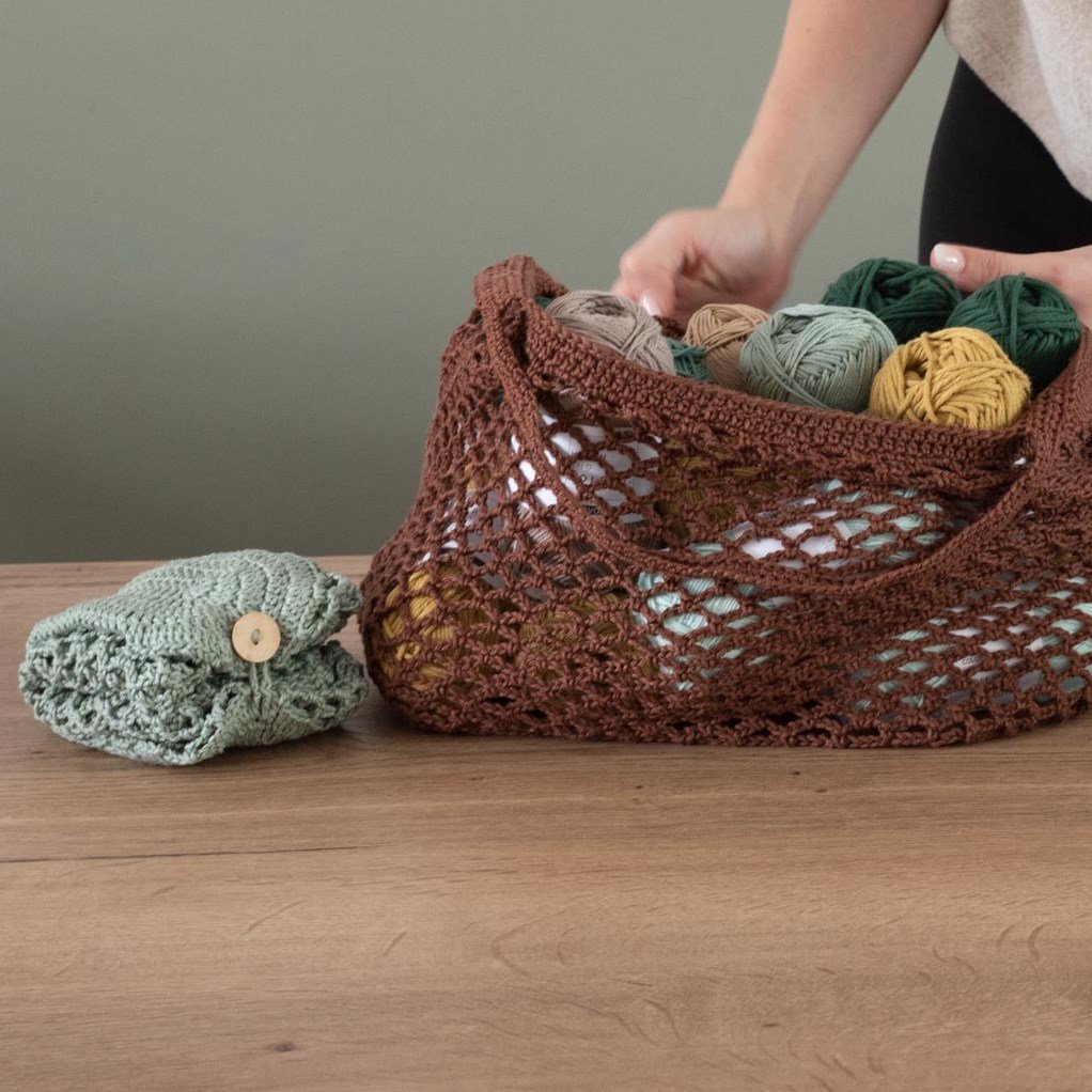 Crochet Pattern Yarn and Colors Foldable Net Bag 