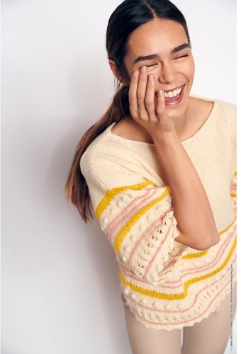 Knitting Pattern Ecopuno Striped Bobble Top-3
