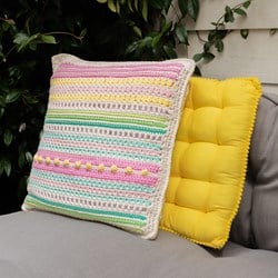Crochet Pattern Yarn and Colors Garden Party Cushion