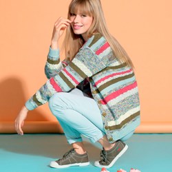 Knitting Pattern Striped Ladies Cardigan