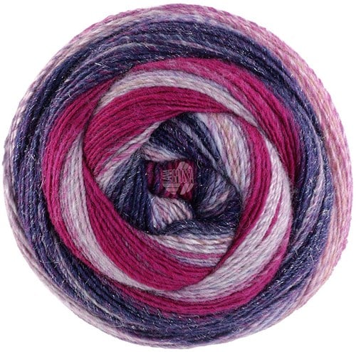 Lana Grossa Gomitolo Gala 4024 Bordeaux Red/Jeans/Grey Brown/Grey/Purple/Anthracite