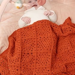 Granny Square Baby Blanket Crib Unicolour Crochet Kit