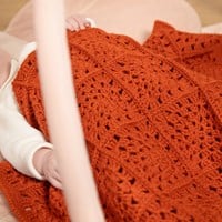 Granny Square Baby Blanket Cot Unicolour Crochet Kit-3